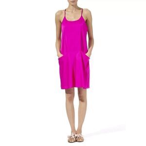 Theory Silk Alesandra Slip Dress with Pockets Fuchsia Magenta Pink US 4